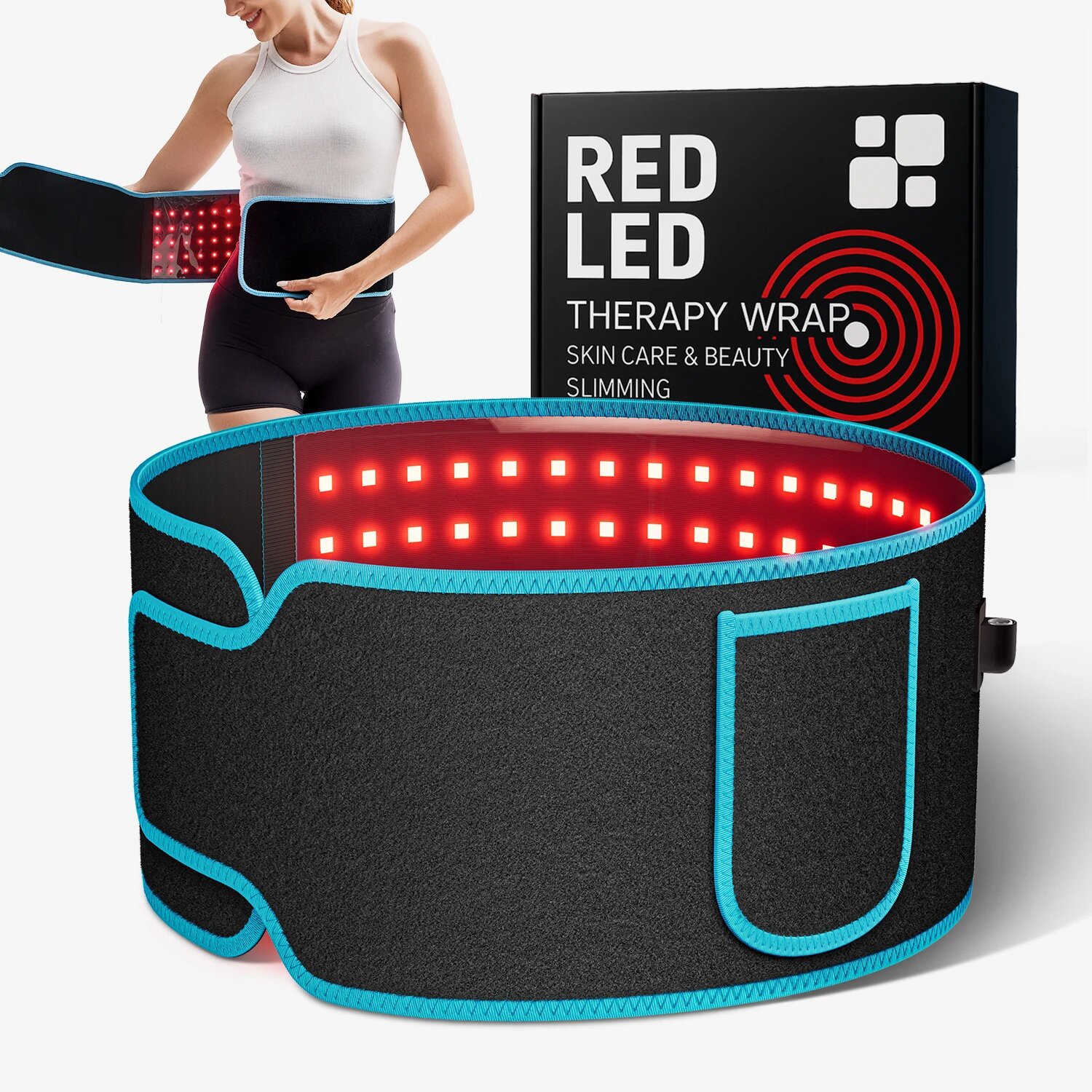Heated Pad Electric - 赤色光＆赤外線療法ベルト 850nm 660nm LED美顔器、脂肪燃焼、顔用、スリム化、ウエスト用、全身用ヒートパッド