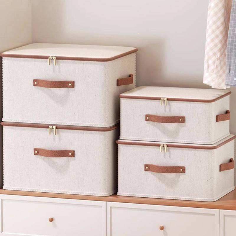コットンリネン製折りたたみ式衣類収納ボックス、ジッパー付き蓋 - Home Textiles Store のレビューと価格