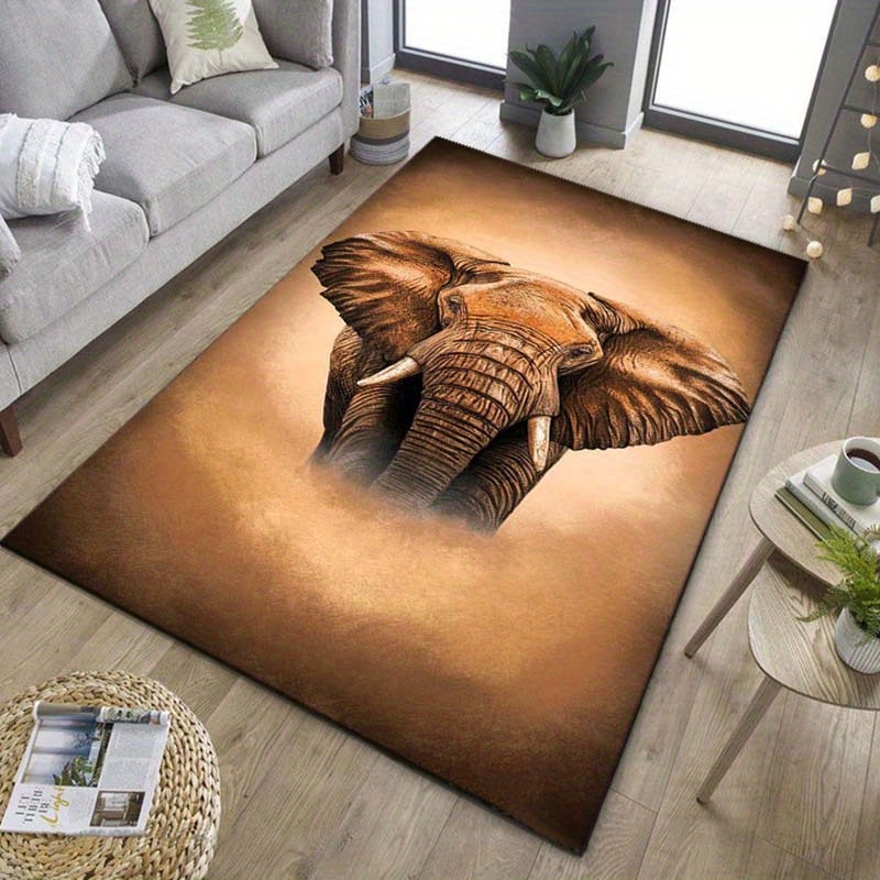 サファリ愛好家のための象の肖像画ラグ リビングルームにエキゾ - Your Home Textiles のレビューと価格