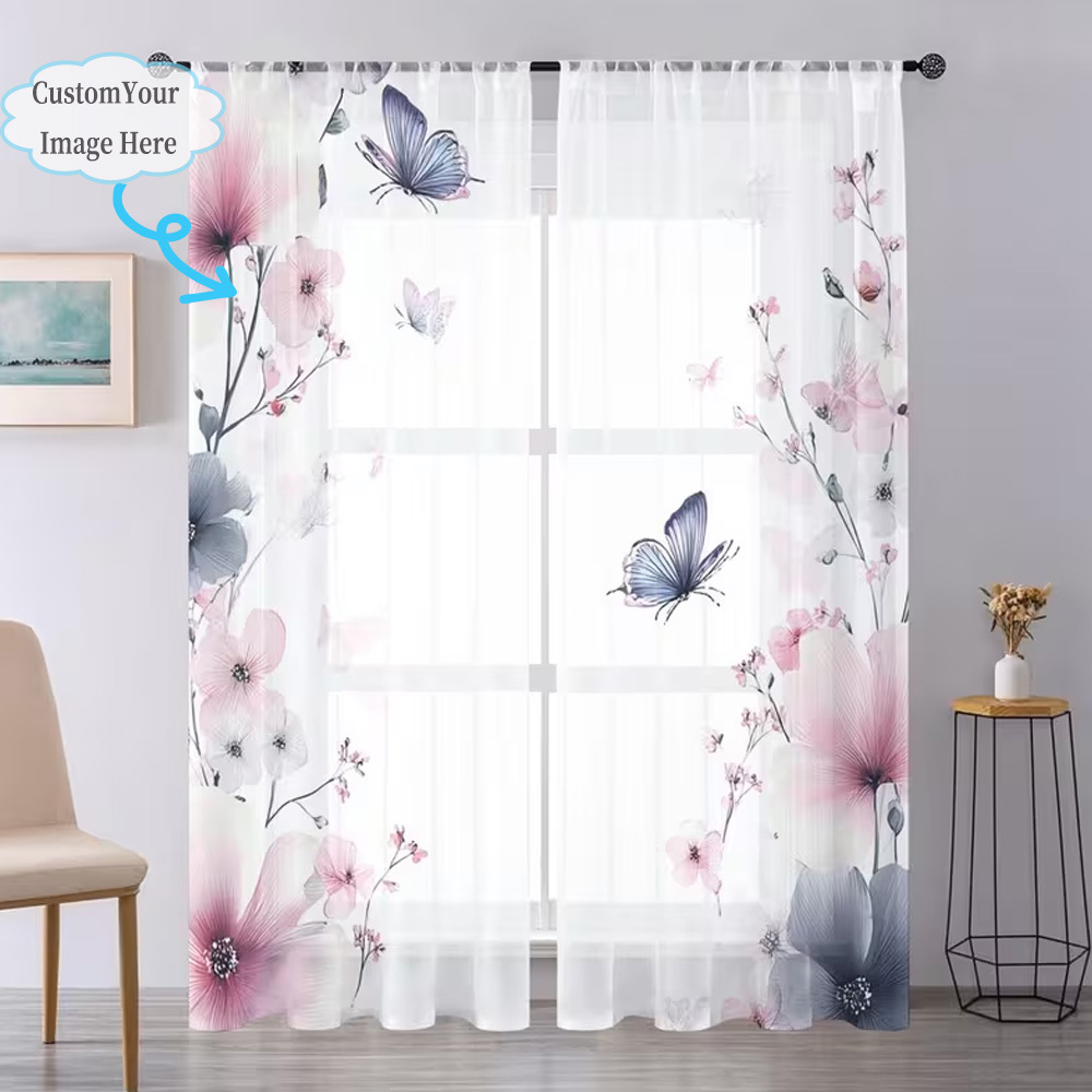 カスタム2Dフラット2枚組シアーカーテン、お好みのデザイン/ - Your Home Textiles のレビューと価格