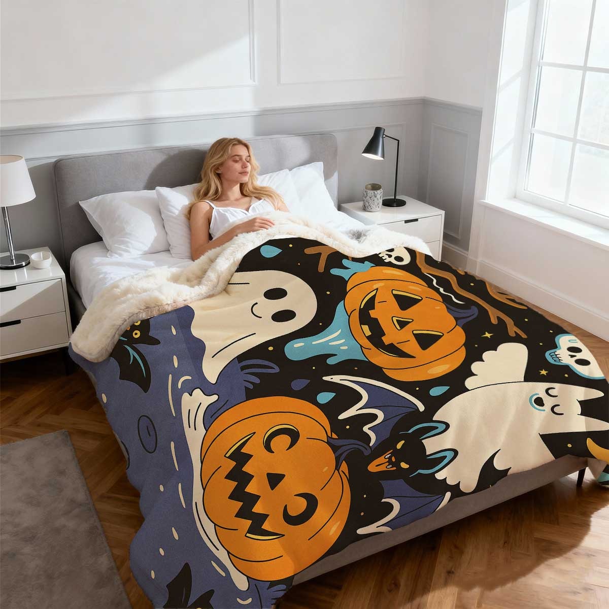 不気味な幽霊、コウモリ、ジャック・オ・ランタン、魔女が描かれ - Your Home Textiles のレビューと価格