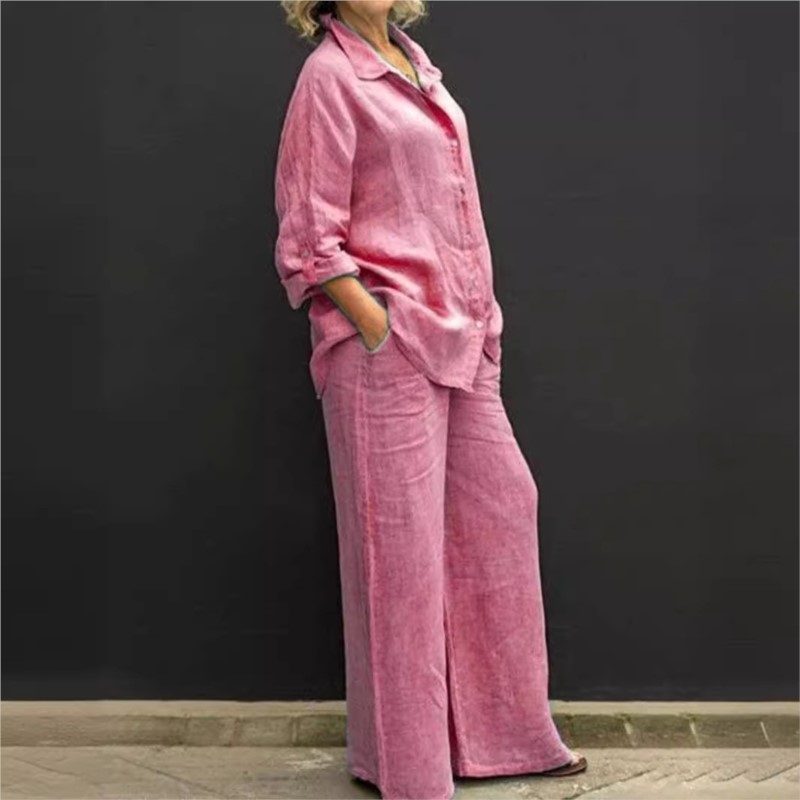 女性用長袖ツーピースセット,ボタン付きカジュアルトップ,ゆっ - Home Textiles Store のレビューと価格
